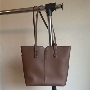 Elegant Brown Faux Leather Tote Bag